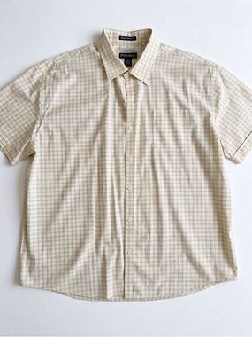 Jos. A. Bank yellow/blue plaid short sleeve button-down shirt